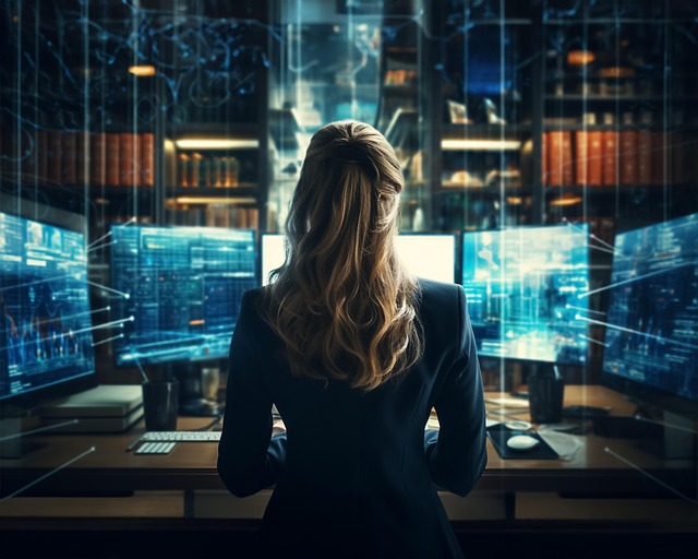 woman with monitors
