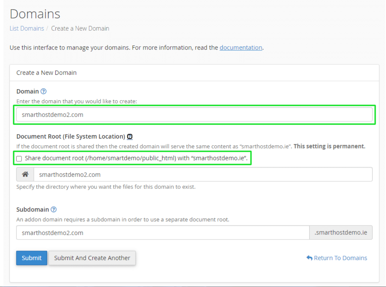 addon domains